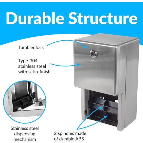 Bobrick Surface-Mounted Multi-Roll Toilet Paper Tissue Dispenser, Satin-Finish - Picture 3 of 7